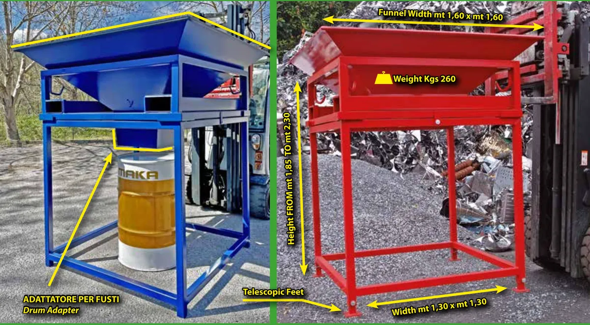 Industrial self-dumping hopper for big bags